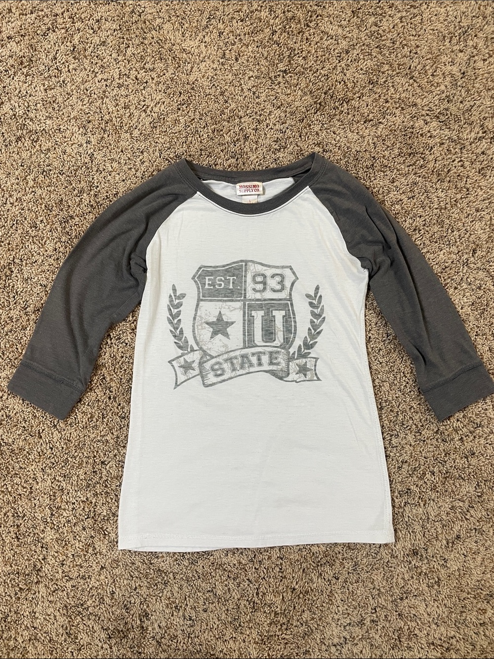 Girls Raglan Baseball Tee - Gray/White